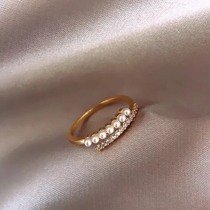 鑲鑽珍珠戒指01
